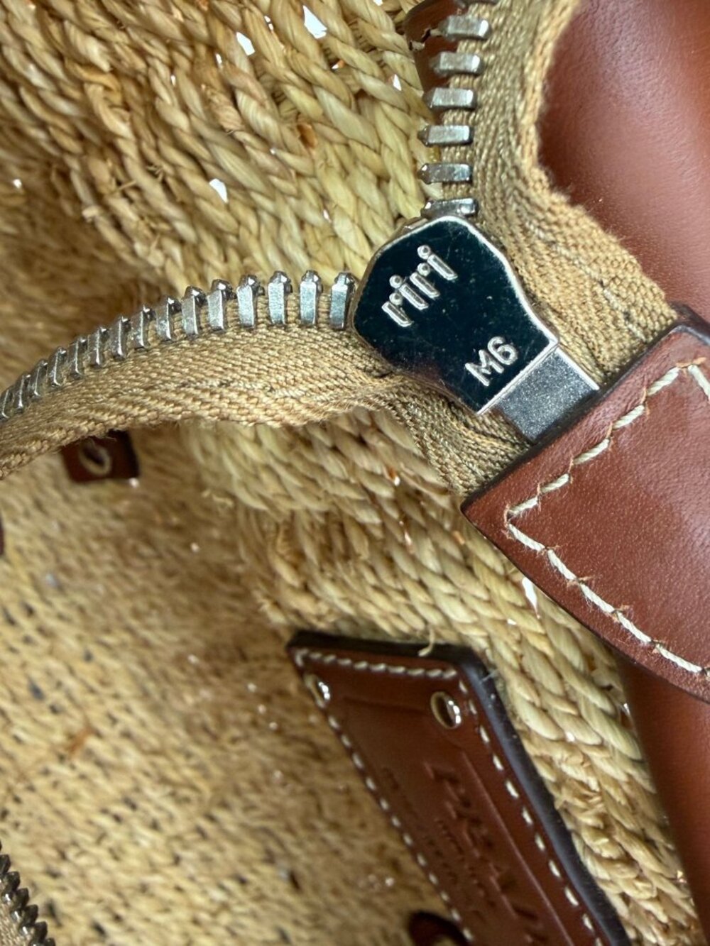 Prada Palmetto Vitello Woven Raffia Naturale Tote Bag - Picture 7 of 13